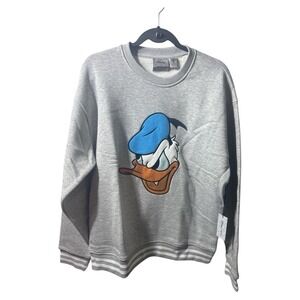NEW Donald Duck x Disney x Forever 21 Men's Embroidered Sweatshirt Gray • Medium